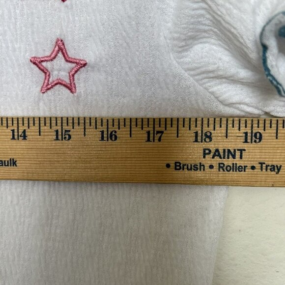 𝅺NORDSTROM embroidered Star Shirt top XSMALL Short Sleeve White - Picture 8 of 8